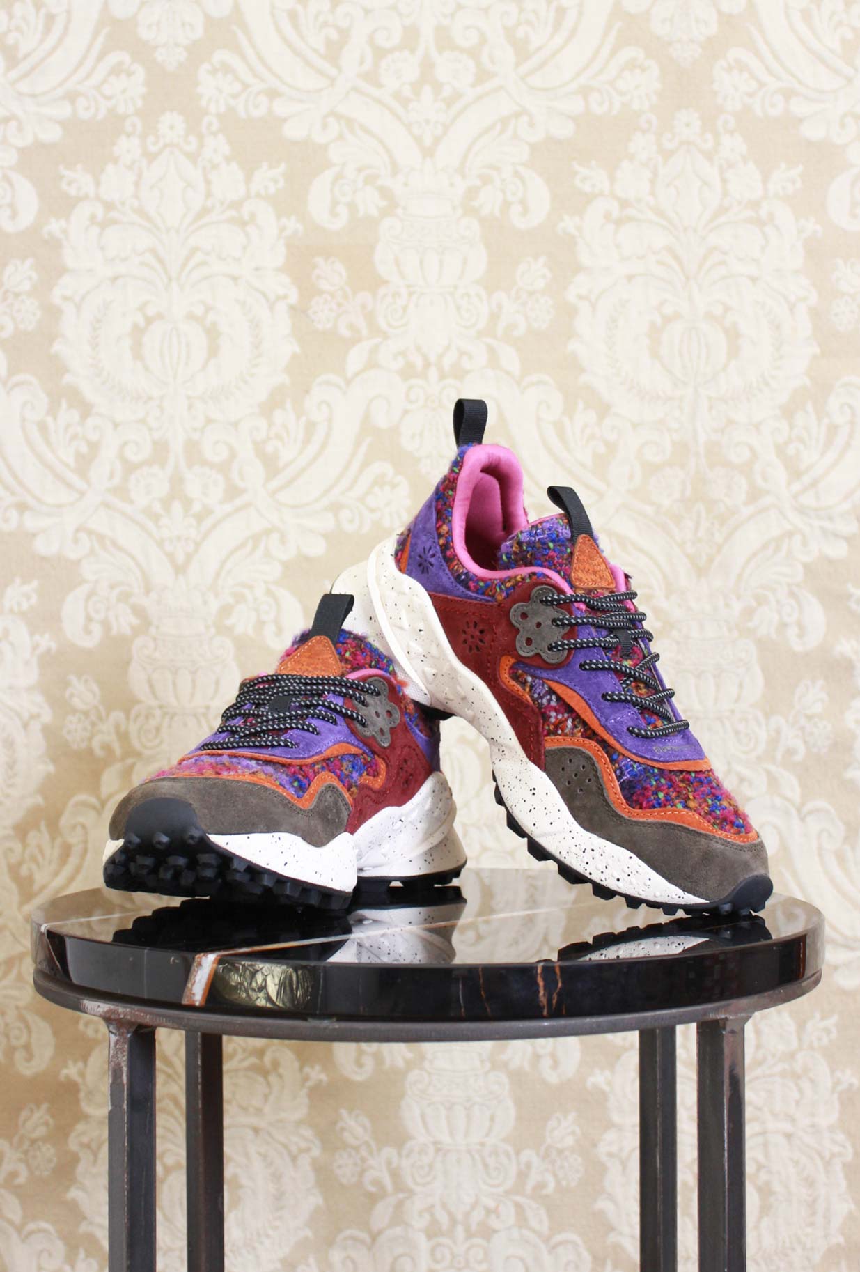 Sneaker kotetsu di flower mountain da donna in suede e lana multicolor brown fw23