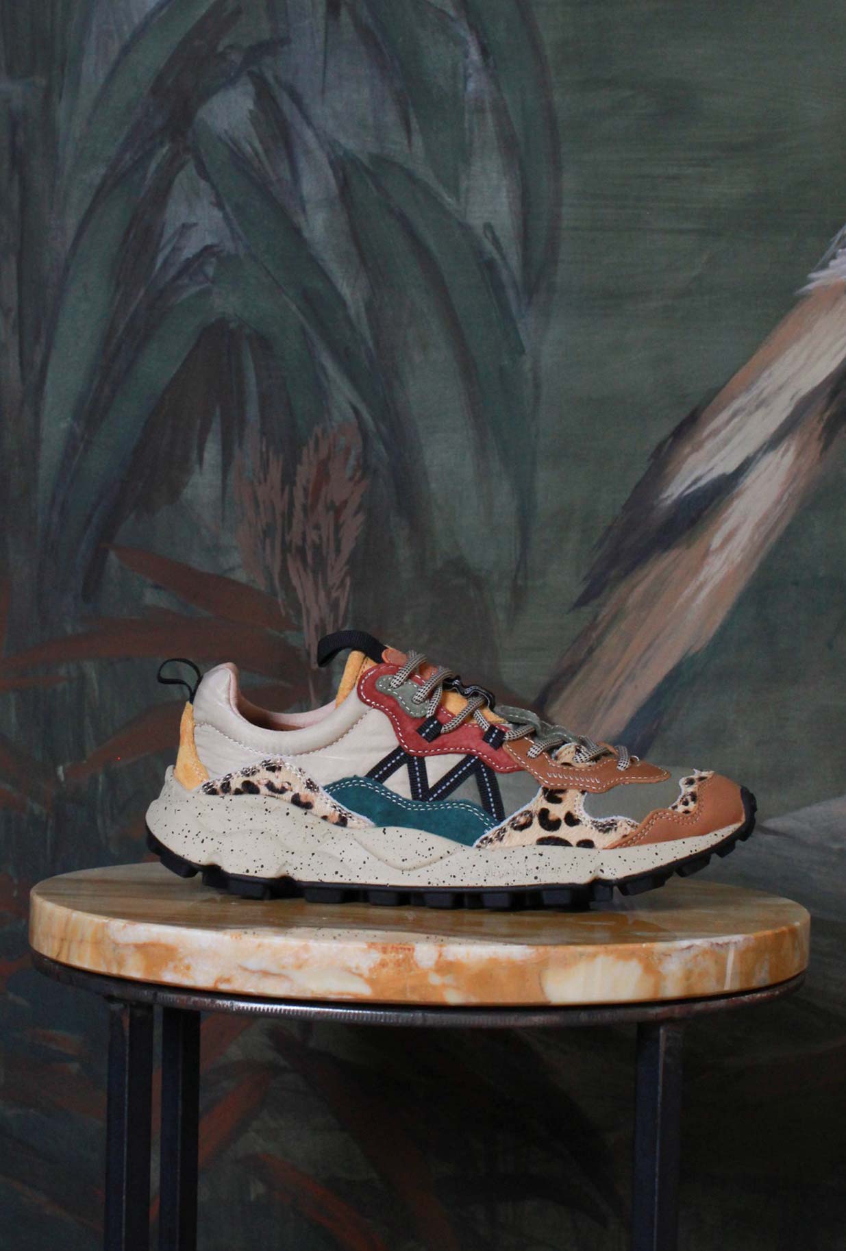 Flower Mountain Lenzan dinamica cromie Sneakers Lenzan Woman Suede-Pony Military-Black-Taupe