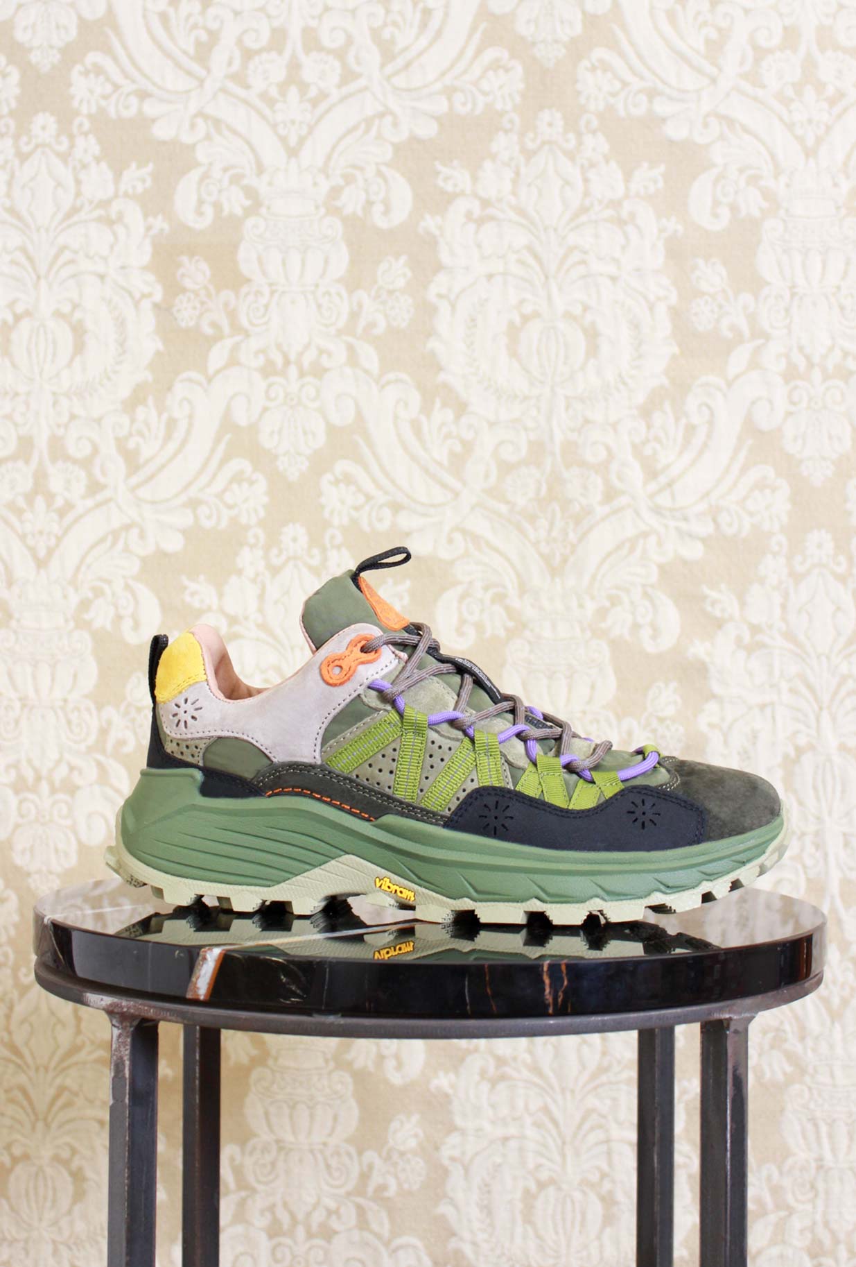 sneakers iwano di flower mountain da uomo con suola in vibram color military green