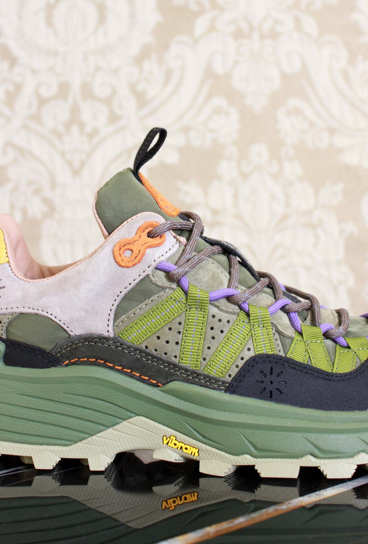 sneakers iwano di flower mountain da uomo con suola in vibram color military green