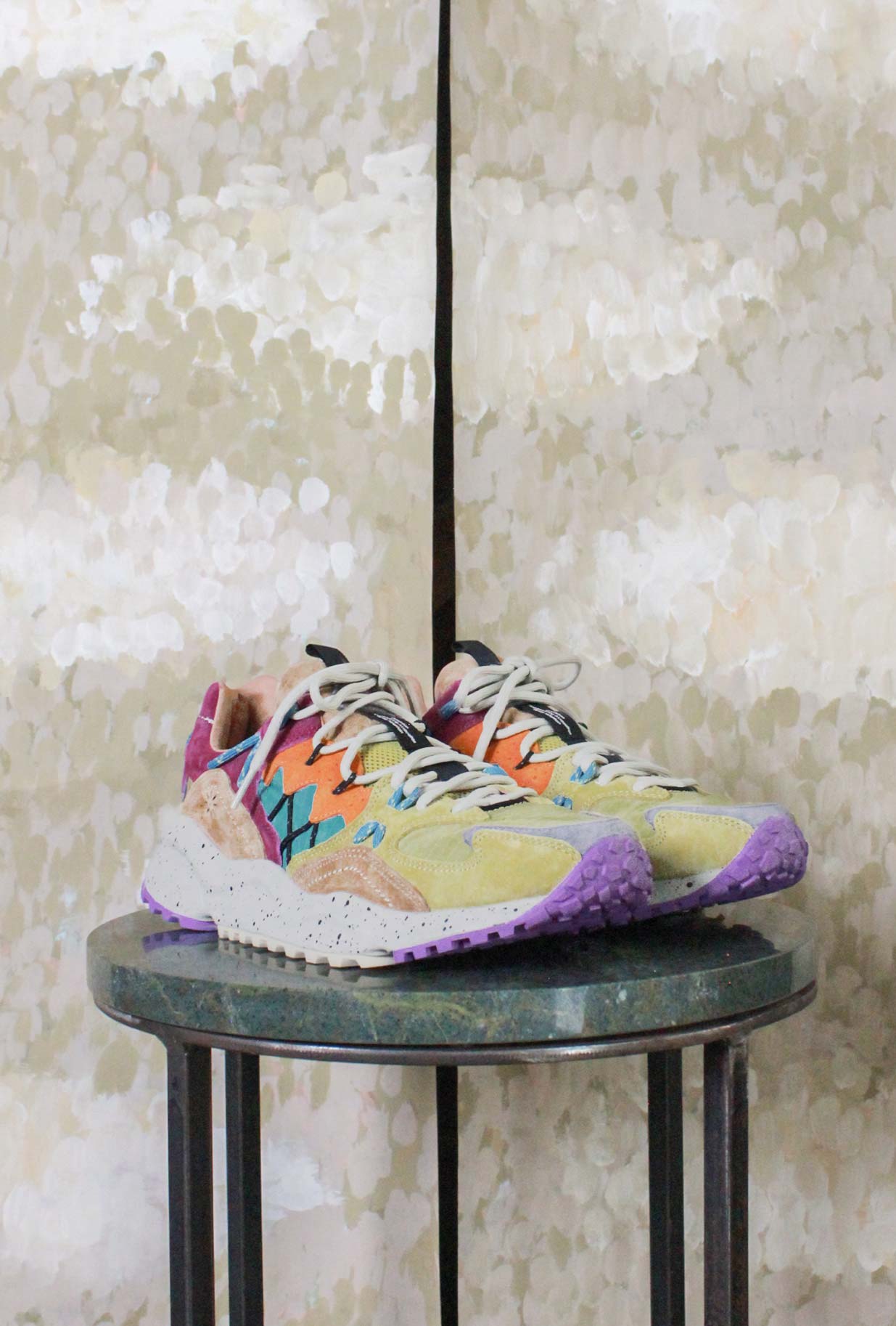 Sneaker Yamabushi Man Flower Mountain versione Suede-Nylon nell’esclusiva combinazione di tonalità Mais-Khaki-Orange da Uomo