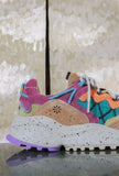 Sneaker Yamabushi Man Flower Mountain versione Suede-Nylon nell’esclusiva combinazione di tonalità Mais-Khaki-Orange da Uomo