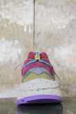 Sneaker Yamabushi Man Flower Mountain versione Suede-Nylon nell’esclusiva combinazione di tonalità Mais-Khaki-Orange da Uomo