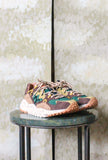 Sneaker trekking/running Flower Mountain Yamabushi Man versione Suede-Nylon  tonalità Dark Brown-Green Bottle-Zucca