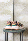 Sneaker trekking/running Flower Mountain Yamabushi Man versione Suede-Nylon  tonalità Dark Brown-Green Bottle-Zucca