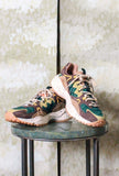 Sneaker trekking/running Flower Mountain Yamabushi Man versione Suede-Nylon  tonalità Dark Brown-Green Bottle-Zucca