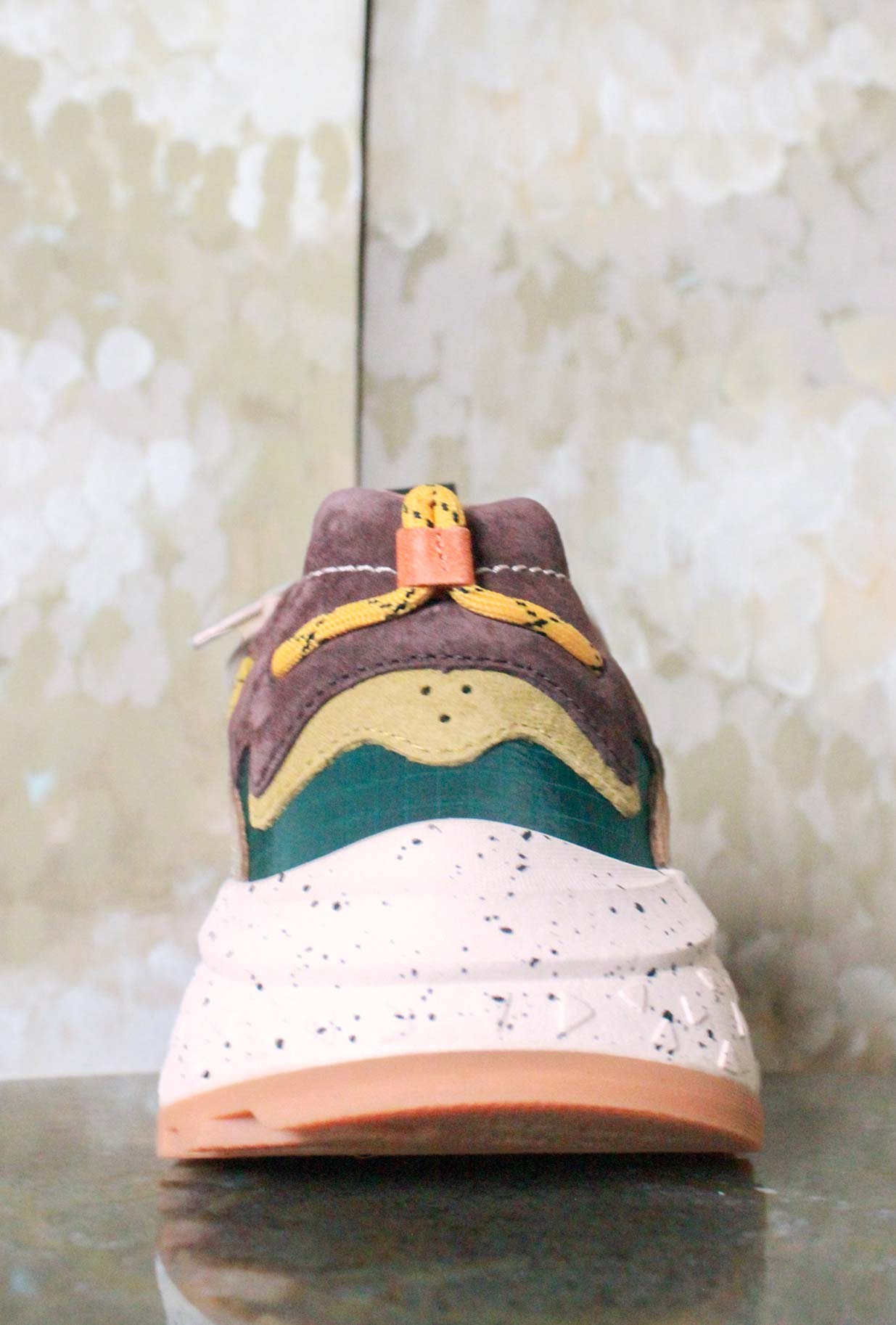 Sneaker trekking/running Flower Mountain Yamabushi Man versione Suede-Nylon  tonalità Dark Brown-Green Bottle-Zucca