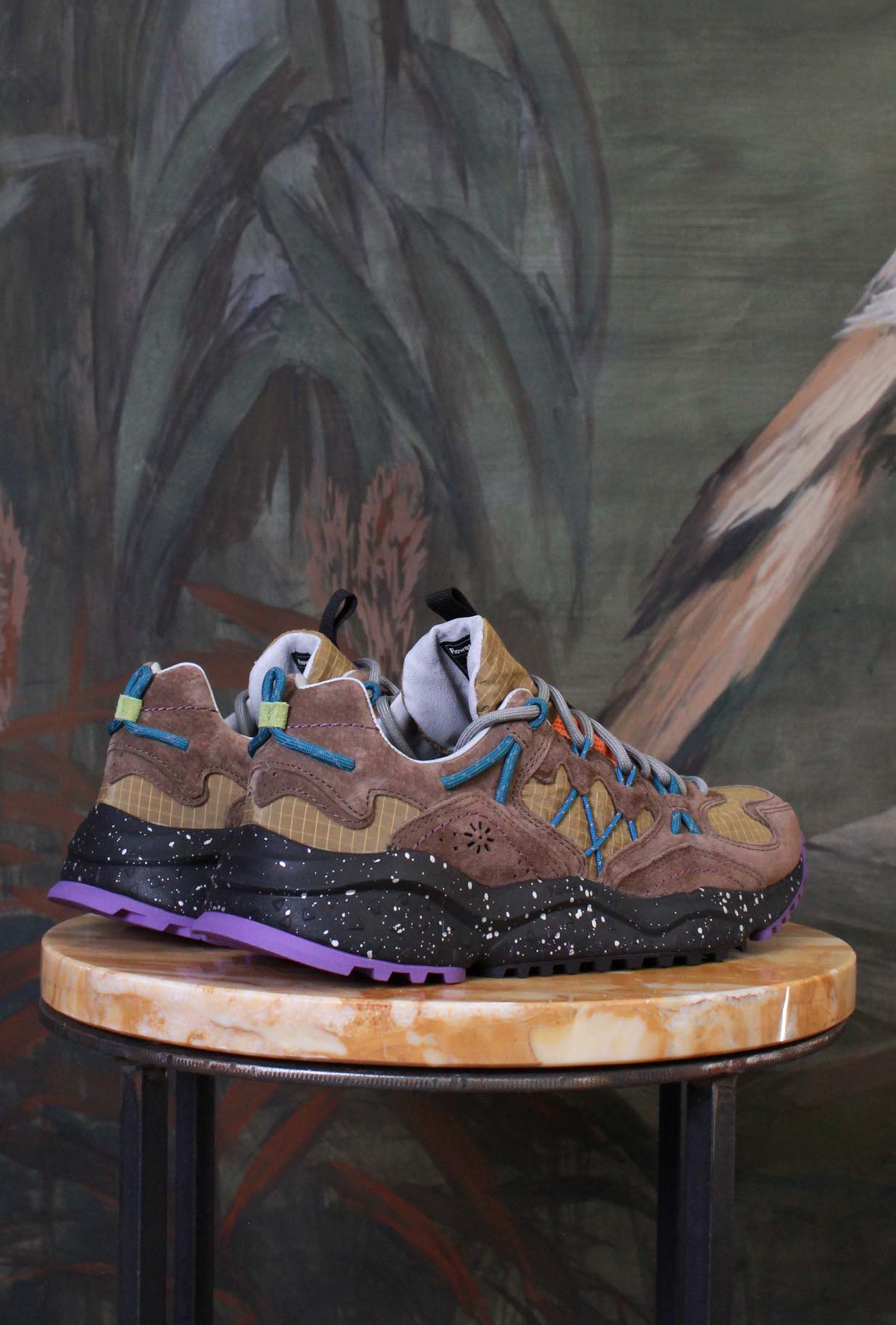Flower Mountain Sneakers trekking/running Yamabushi Man Suede-Nylon Brown-Anthracite 