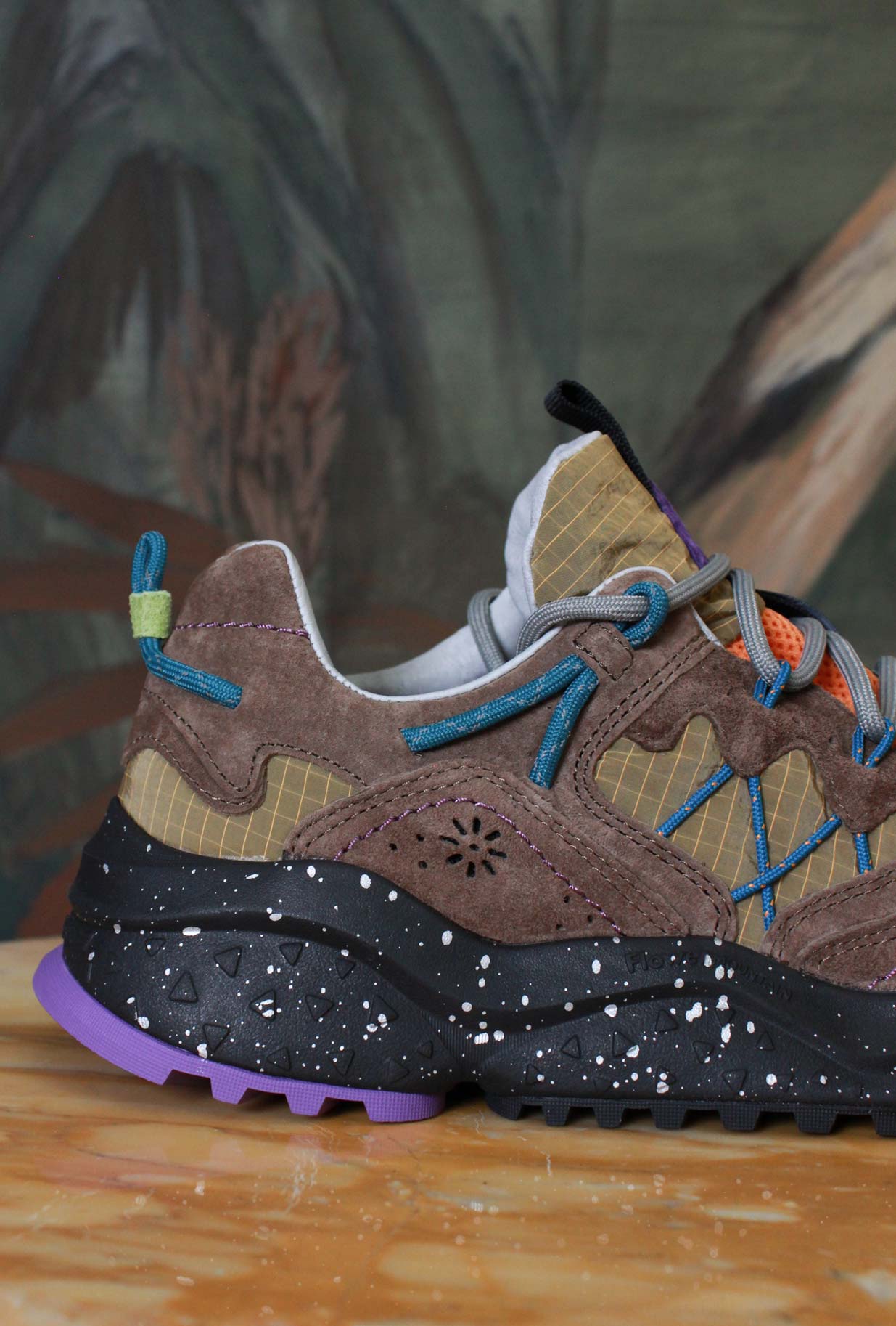 Flower Mountain Sneakers trekking/running Yamabushi Man Suede-Nylon Brown-Anthracite 