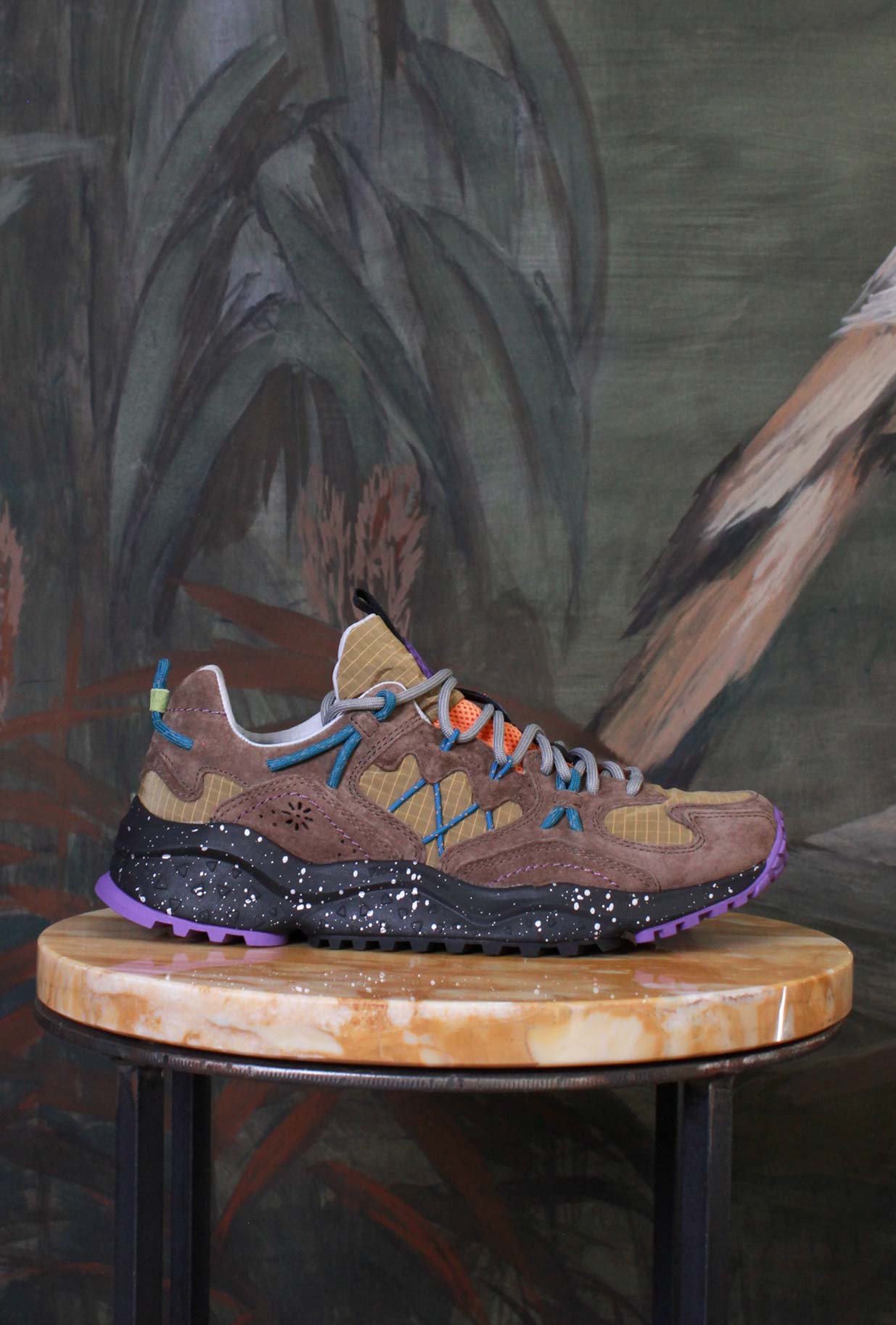 Flower Mountain Sneakers trekking/running Yamabushi Man Suede-Nylon Brown-Anthracite 