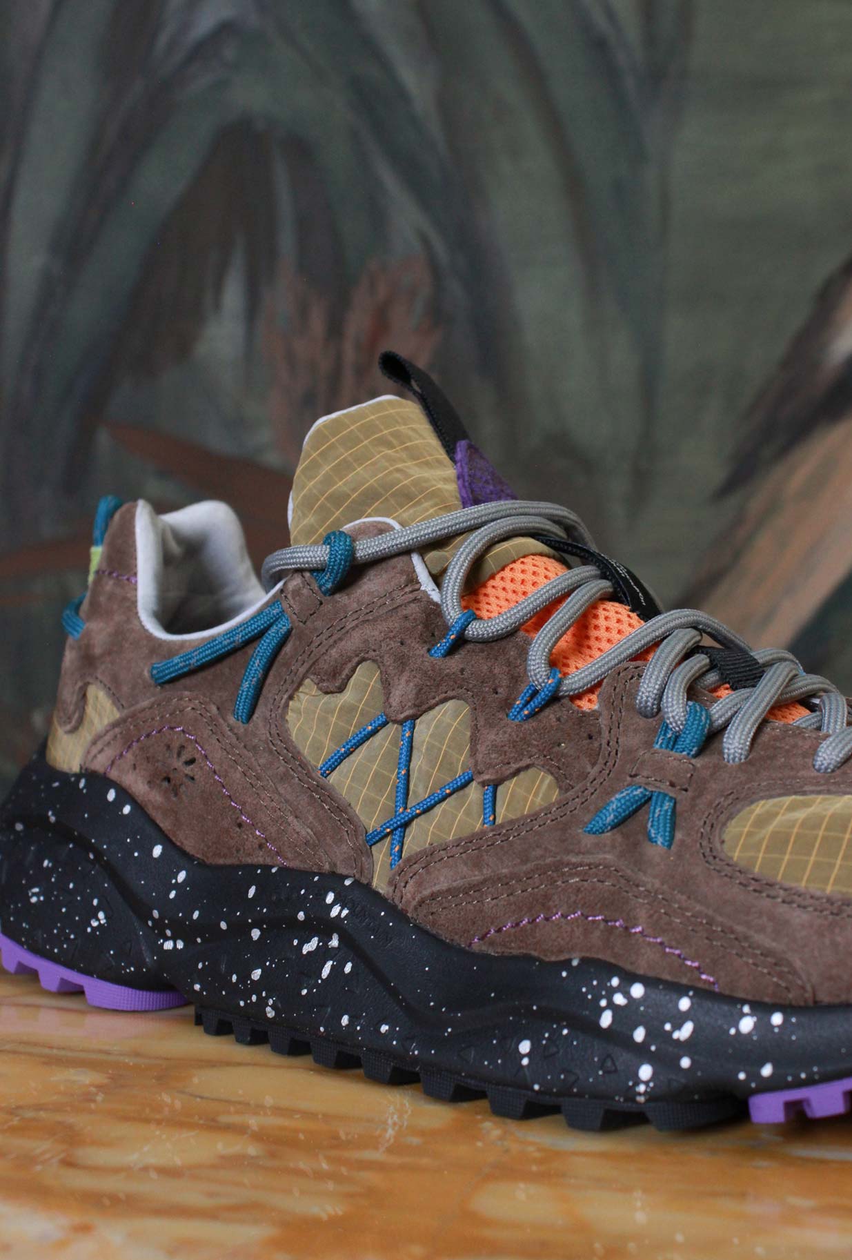 Flower Mountain Sneakers trekking/running Yamabushi Man Suede-Nylon Brown-Anthracite 