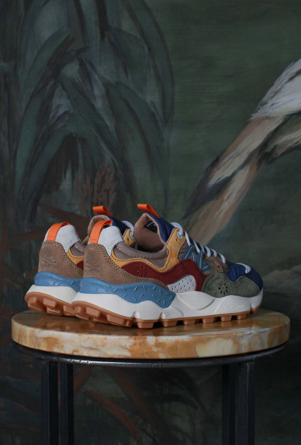 Sneakers Yamano da uomo di Flower Mountain in nylon color blue green ocre