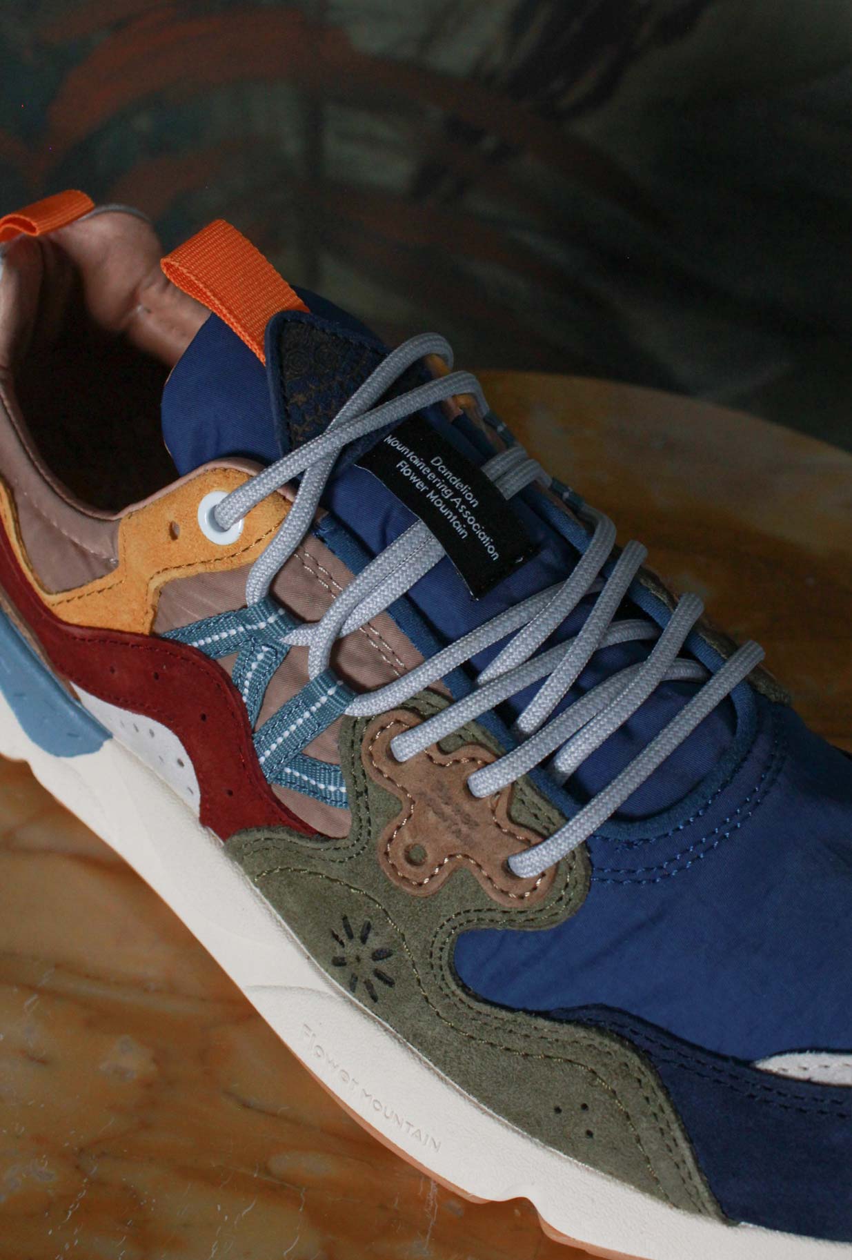 Sneakers Yamano da uomo di Flower Mountain in nylon color blue green ocre