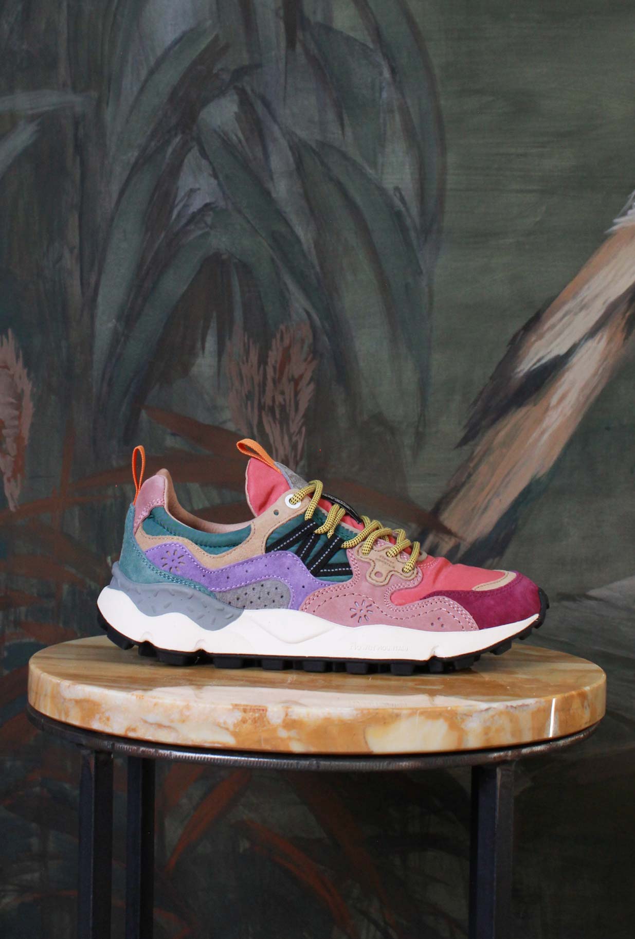 Flower Mountain Sneakers Yamano da donna Suede-Nylon Burgundy-Fuchsia-Cipria Sporty-Chic