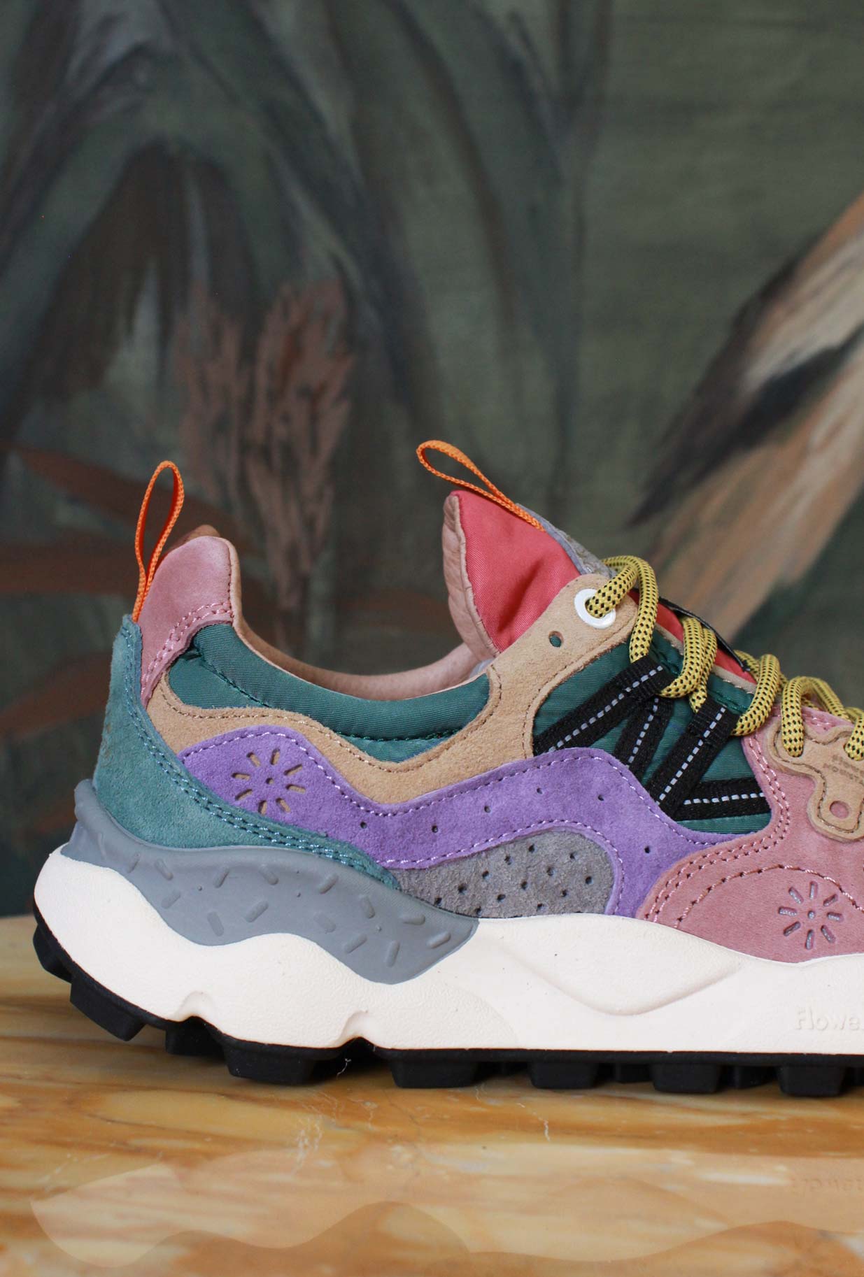 Flower Mountain Sneakers Yamano donna Suede-Nylon Burgundy-Fuchsia-Cipria Sporty-Chic