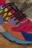 Sneakers Yamano Suede Nylon della Flower Mountain di materiali pregiati di colore Antracite Mud Deep Blue da uomo