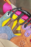 Sneakers Yamano Suede Nylon della Flower Mountain di materiali pregiati di colore Antracite Mud Deep Blue da uomo