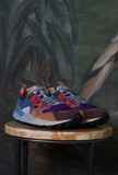 Sneakers Yamano Suede Nylon della Flower Mountain di materiali pregiati di colore Antracite Mud Deep Blue da uomo