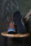 Sneakers Yamano Suede Nylon della Flower Mountain di materiali pregiati di colore Antracite Mud Deep Blue da uomo