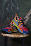 Sneakers Yamano Suede Nylon della Flower Mountain di materiali pregiati di colore Antracite Mud Deep Blue da uomo