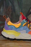 Sneakers Yamano Suede Nylon della Flower Mountain di materiali pregiati di colore Antracite Mud Deep Blue da uomo