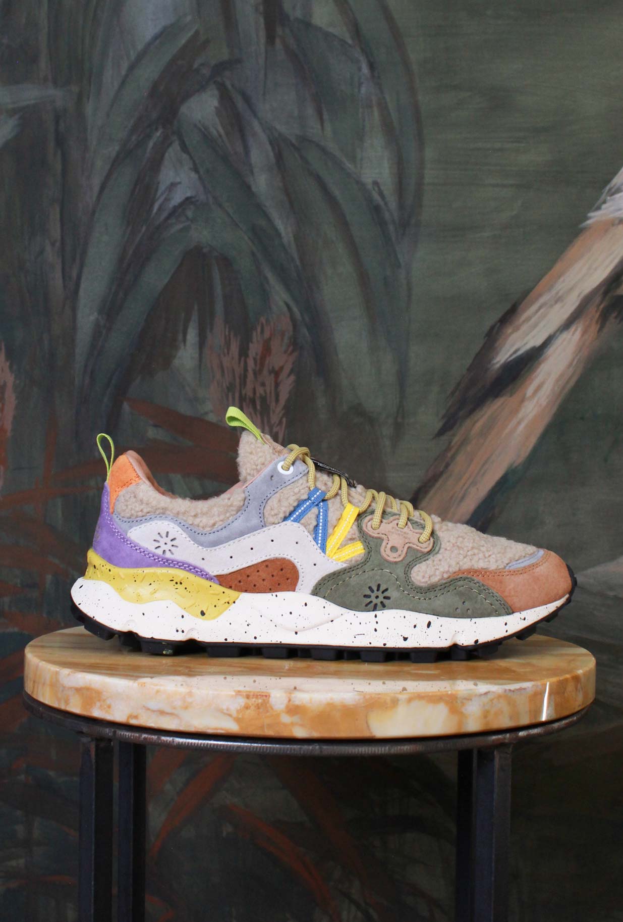 Flower Mountain sneakers yamano unisex suede-nylon mud-grey-off white autunnali vibranti sporty-chic 