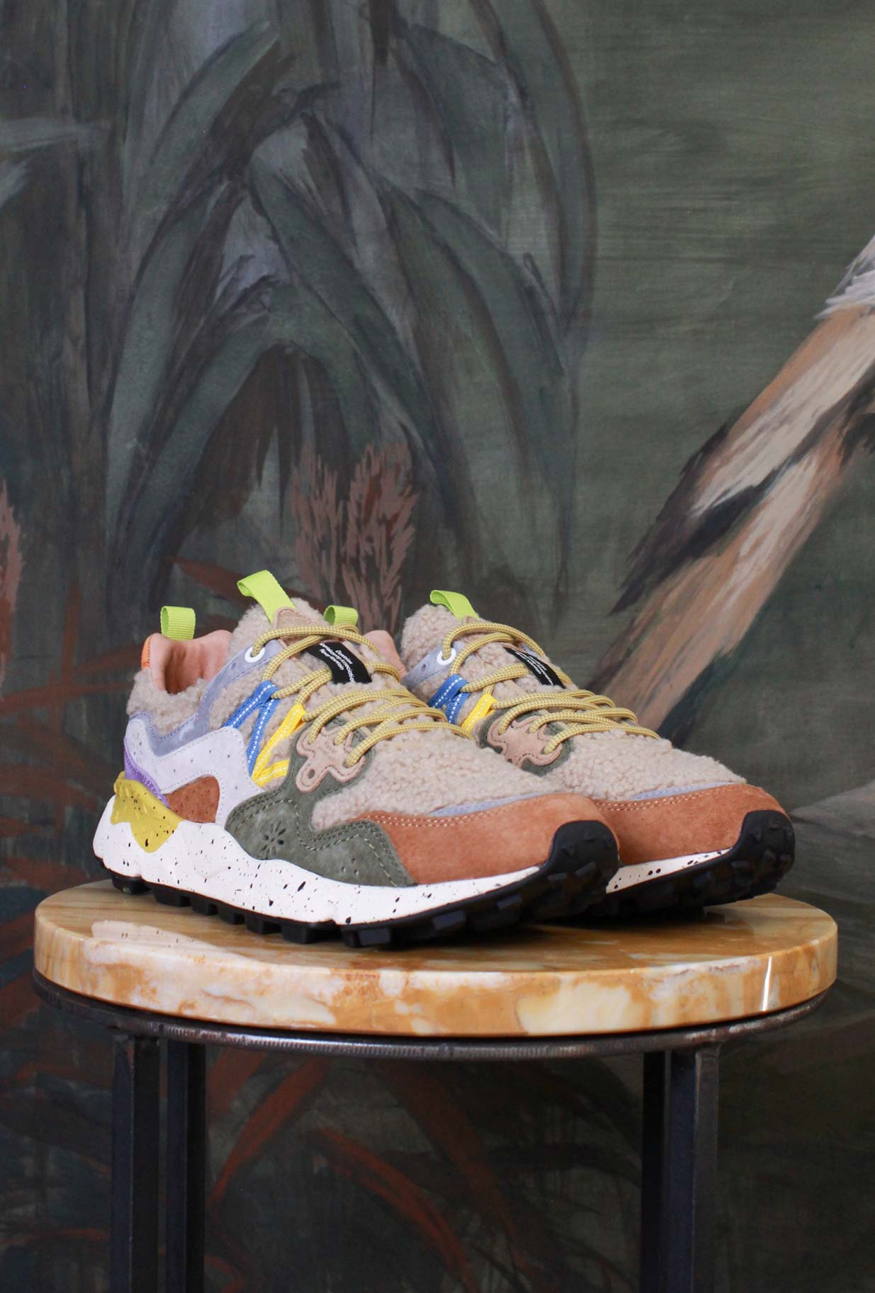 Flower Mountain sneakers yamano unisex suede-nylon mud-grey-off white autunnali vibranti sporty-chic 