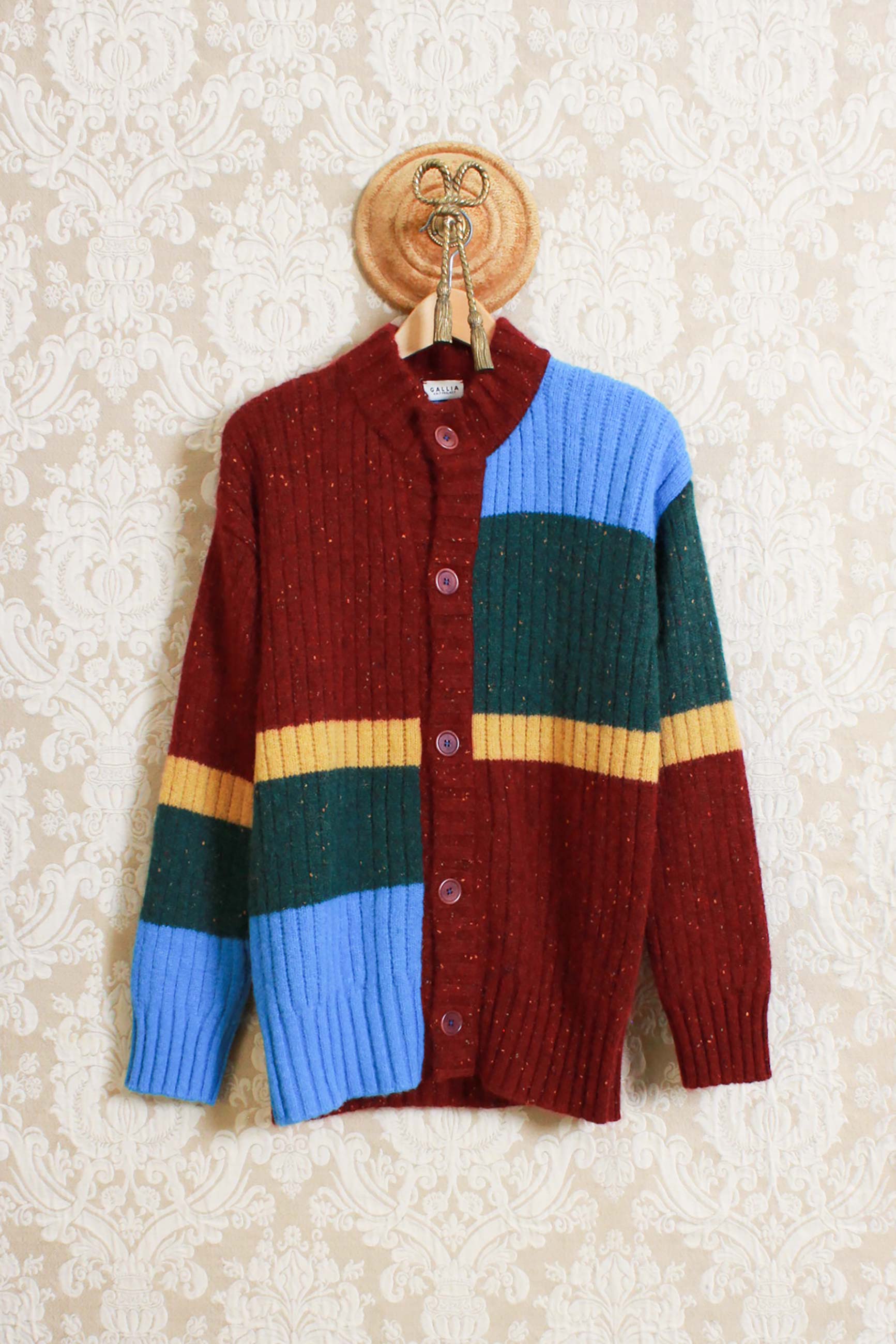 cardigan in costa inglese della maison gallia knitwear da uomo fantasia color-block fw23