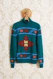Maglia dolcevita in lana jacquard fntasia norway bottiglia della maison Gallia Knitwear