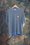Maglia Truman firmata Gallia con motivo a righe nei toni Green e Azur  dal piccolo ricamo Sheep da Uomo