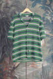 Cardigan Bowling Kareem di Gallia realizzato in pregiata spugna di cotone motivo Optical nei vivaci toni del Green-Pink da Uomo