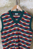 Gilet Joe di Gallia realizzato in morbida lana merino nell’inedita motivo 70’s Chains Multicolor da Uomo
