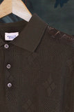 polo in maglia jacquard di gallia knitwear da uomo color green military