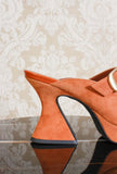 sandalo mules plateau di gianpaolo viozzi in suede color tangerine tacco 095