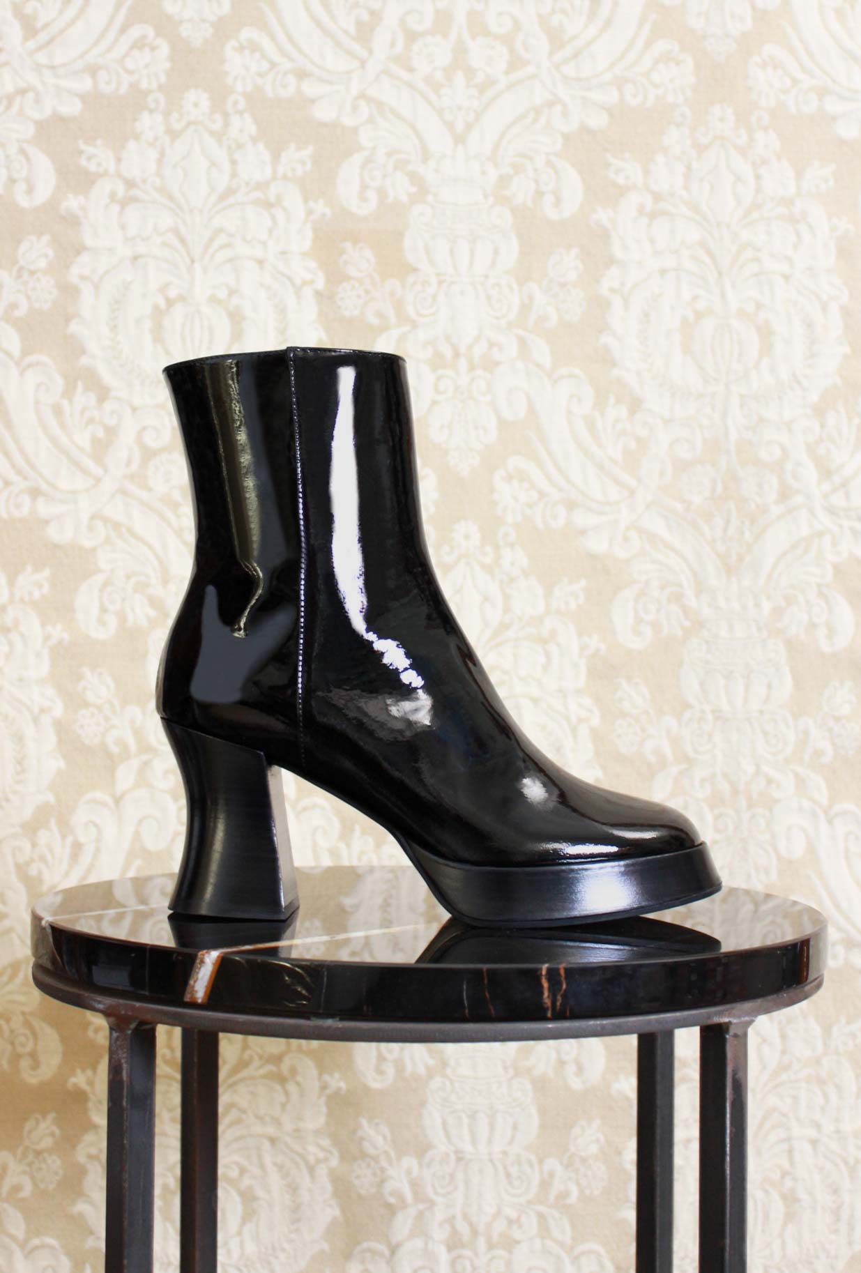 Stivaletto platform jil di gianpaolo viozzi color black patent con tacco 075