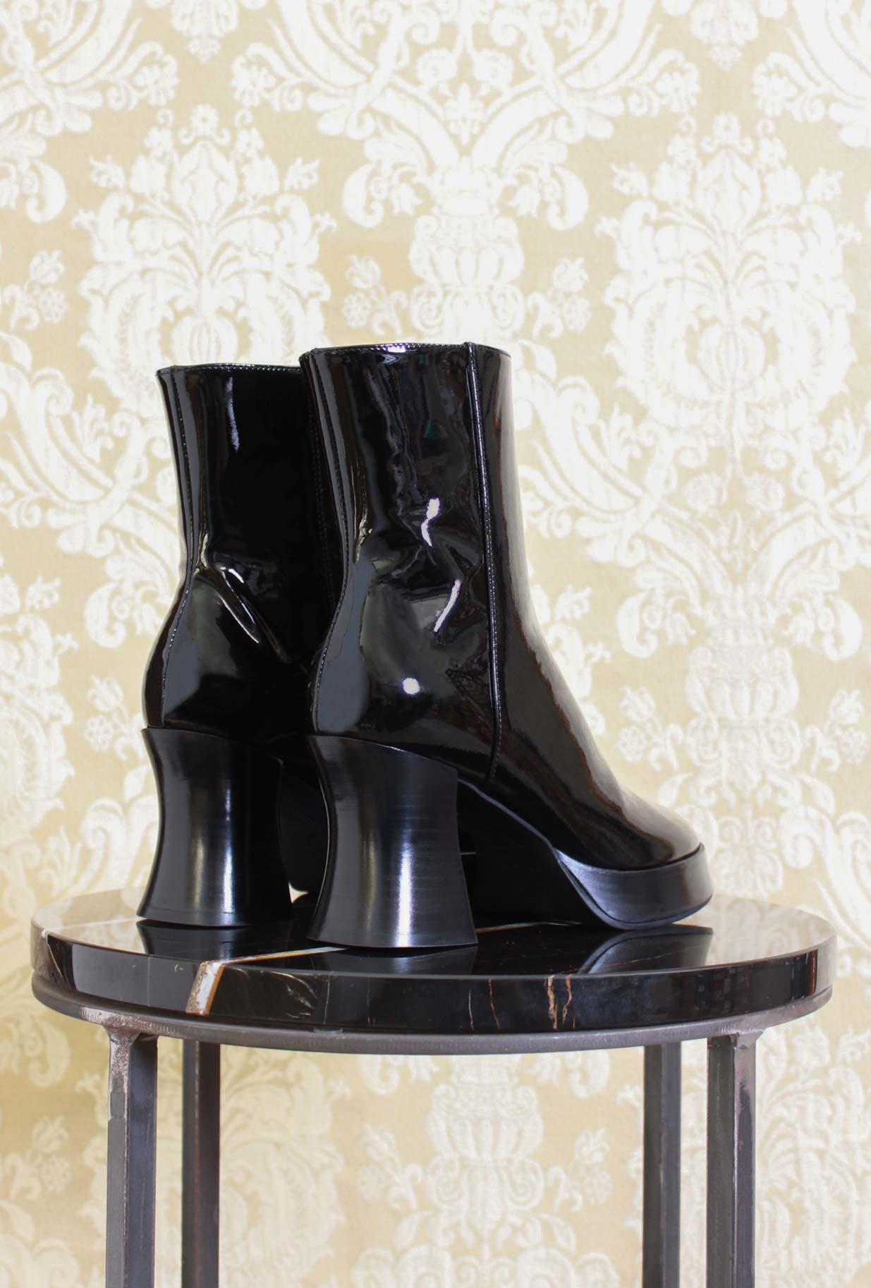 Stivaletto platform jil di gianpaolo viozzi color black patent con tacco 075