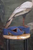 Sandali zeppa in rafia jaquard nuance Azur di Gipsy Rose da Donna