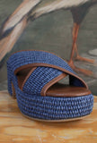 Sandali zeppa in rafia jaquard nuance Azur di Gipsy Rose da Donna
