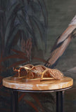 Sandalo flat glitter gold di gipsy rose da donna per l'estate 25 con frange