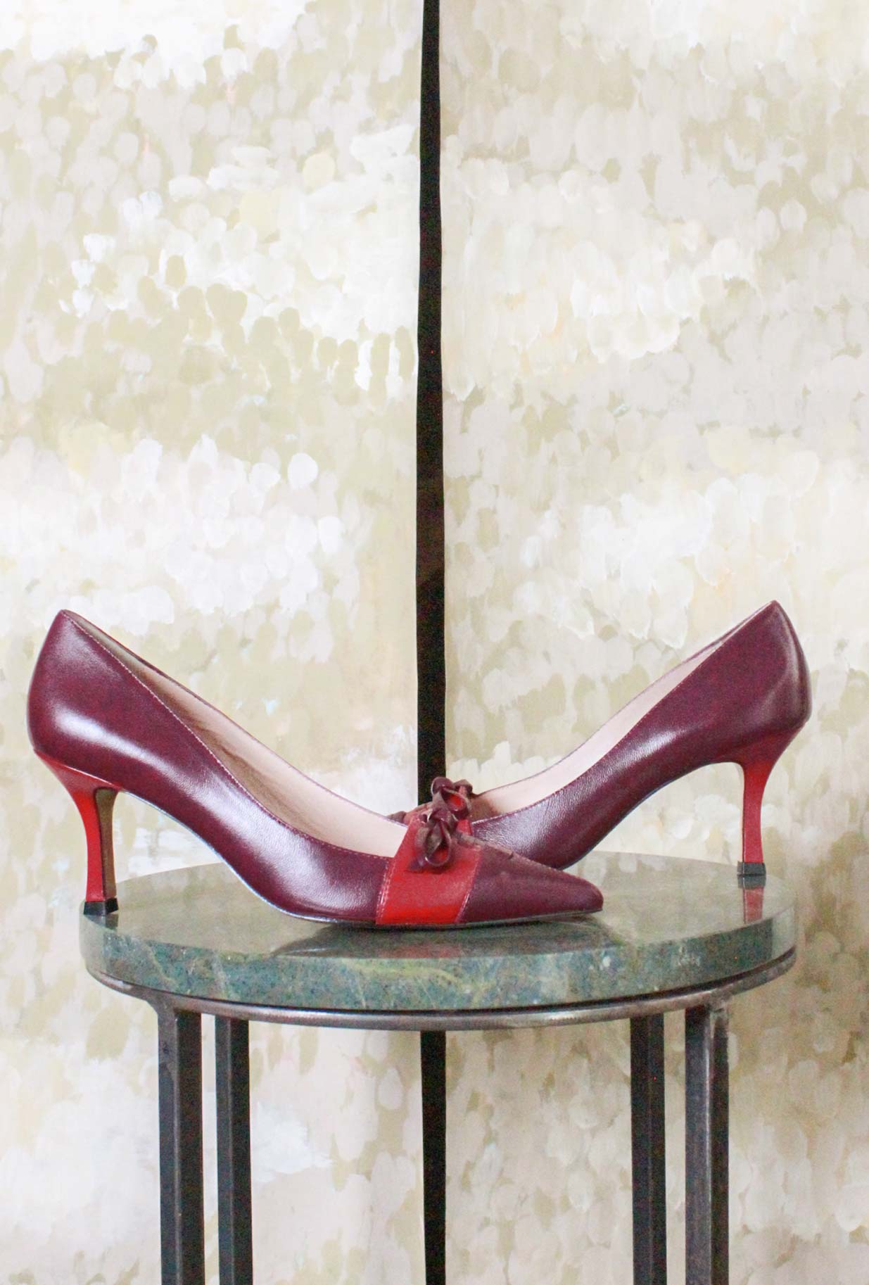Décolleté Gyn di Greige Damier Wine Blood da Donna