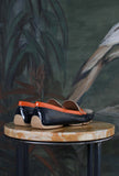 mocassino driver di greige in pelle verniciata shiny color blue avorio e orange da donna 