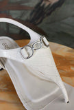 Sandalo infradito liz con tacchetto 3,5 cm in pelle effetto cocco color avorio di greige