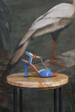 Sandalo Sophie firmato Greige la silhouette elegante si veste di morbido suede color Capri-Sky