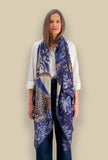 Sciarpa in lana di inoui editions fantasia Chatou winter Blue dimensione 100x190 cm