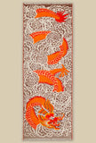 Sciarpa in lana di Inoui Editions in fantasia Dragon color orange e brown dimensione 70 x 190 cm