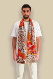 Sciarpa in lana di Inoui Editions in fantasia Dragon color orange e brown dimensione 70 x 190 cm