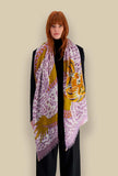 Sciarpa in lana di Inoui Editions in fantasia Freres color Yellow e lilla dimensione 70 x 190 cm