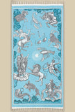 Telo mare in cotone dimensione 100x190 di inoui editions stampa astrologie light blue ss24