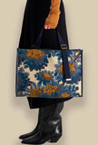 Borsa shopping bag di inoui editions in tela fantasia fontainebleau blue navy