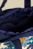 Borsa shopping bag di inoui editions in tela fantasia fontainebleau blue navy